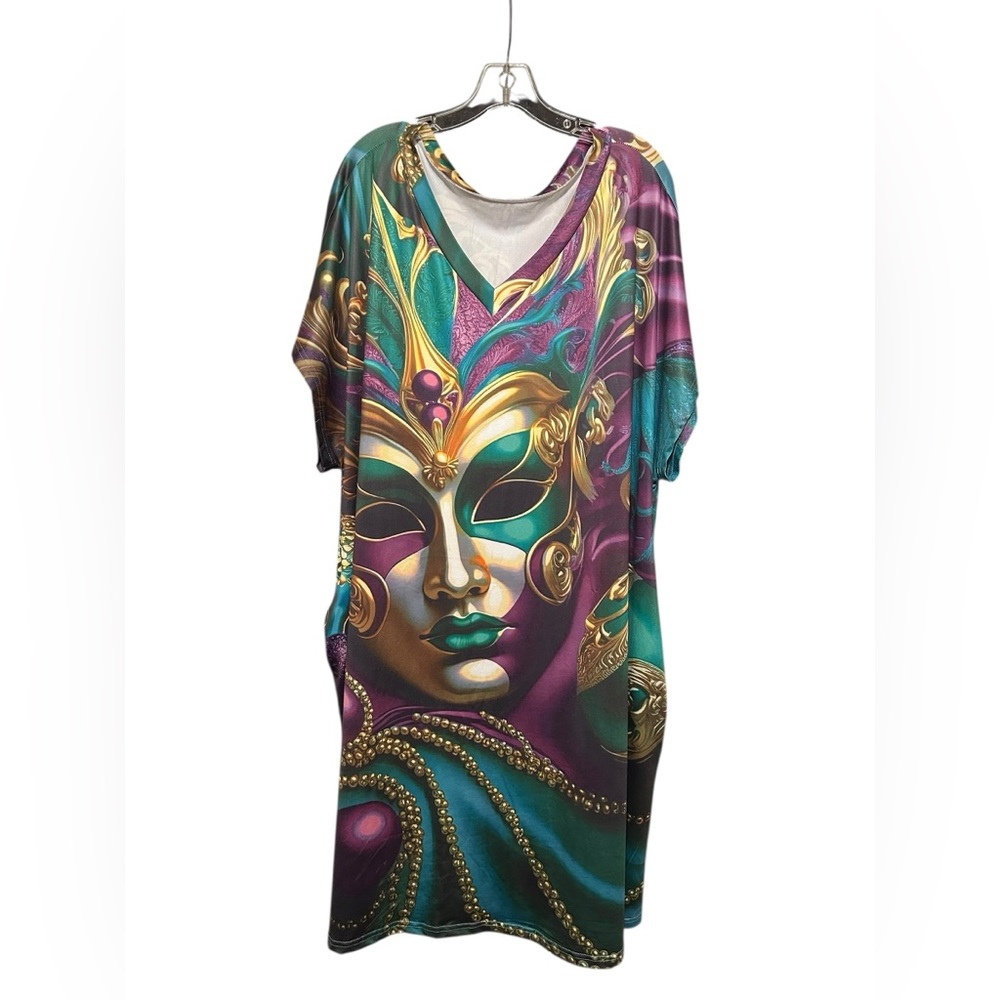 Elegant Mask Print Midi Dress - Picture 12 of 16